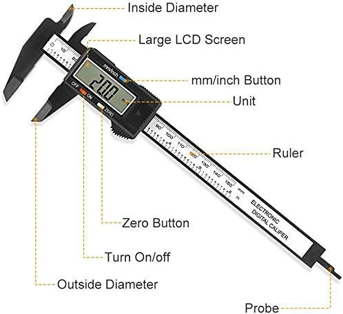 [Australia - AusPower] - Digital Caliper Measuring Tool, CACHOR 0-6" Vernier Caliper - 150mm Electronic Micrometer Caliper with Large LCD Screen, Auto-Off, Inch Millimeter Conversion 