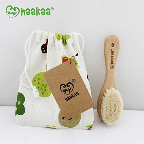 [Australia - AusPower] - Haakaa Wooden Baby Hairbrush with Natural Goat Wool Bristles 1 pk 