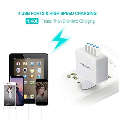 [Australia - AusPower] - Multiple USB Wall Charger, [22W/4.4A] LENCENT 4 Port USB Travel Power Adapter, All in One Worldwide Cell Phone Charger With UK US EU European Australia, International Block Cube Plug for iPhone & IPad 
