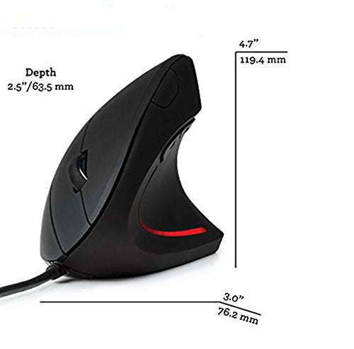 [Australia - AusPower] - Wolf War Ergonomic Mouse High Precision Optical Vertical Mouse Adjustable DPI 800/1200 / 2400/3200 Wired Computer Mouse 
