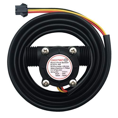 [Australia - AusPower] - DIGITEN G1/2" Water Flow Sensor with 1.2M(3.9ft) Cable, Food-Grade Hall Effect Sensor Flow Meter Flowmeter Counter 1-30L/min - Arduino, Raspberry Pi, and Reverse Osmosis Filter Compatible 120cm Cable Length 