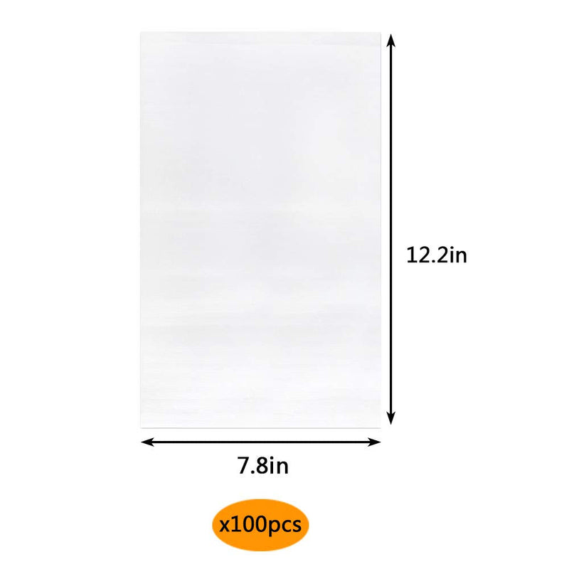 [Australia - AusPower] - 100 PCS 7.8”x 12.2" Foam Wrap Cushion Pouches (0.75mmThickness) with 10 Pack Fragile Stickers Labels(60 pcs) Protect Dishes Glasses Porcelain and Fragile Items for Moving 