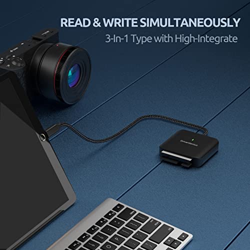 [Australia - AusPower] - DriverGenius HB080 | 3-in-1 Compact Flash (CF-I) Card Reader USB-C UHS-II SD/MicroSD Card Reader for DSLR Camera - Metal, Win & Mac 