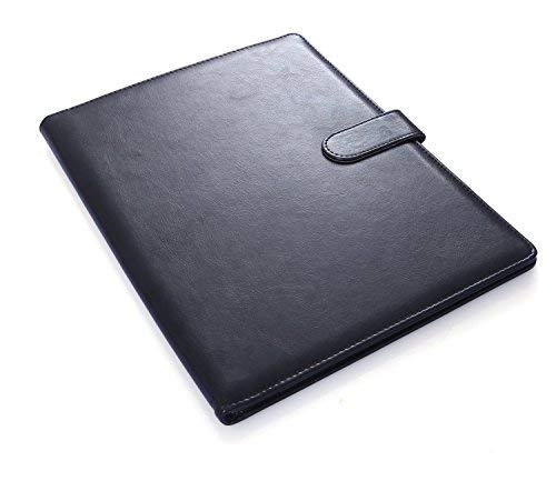 [Australia - AusPower] - Padfolio Portfolio Resume Folder with Pocket, Premium Faux Leather Interview Writing Legal Pads Document Organizer Portfolio with Business Card Holder (Black) Black 