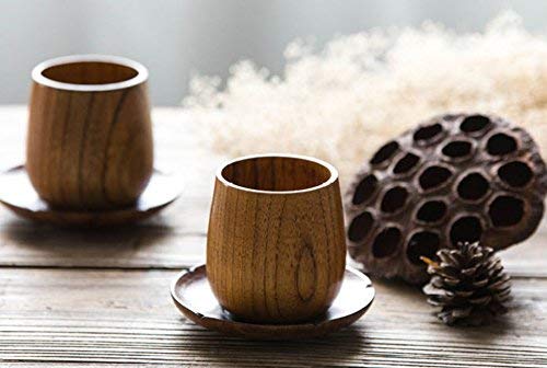 [Australia - AusPower] - Wooden Tea Cups Top Grade Natural Solid Wood Tea Cup 4 Pack,Wooden Teacups Coffee Mug Wine Mug for drinking Tea Coffee Wine Beer Hot Drinks,100-200 ML 