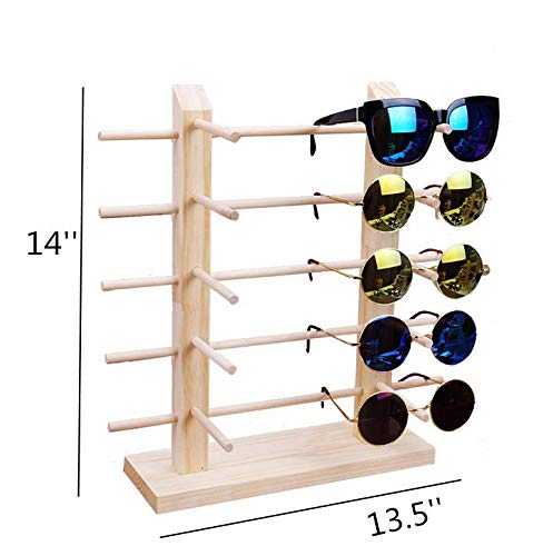 [Australia - AusPower] - TANG SONG Solid Wood Glass Display Holder Sunglass Display Holder Wood Glass Display Rack Double Linen Glass Showcase 
