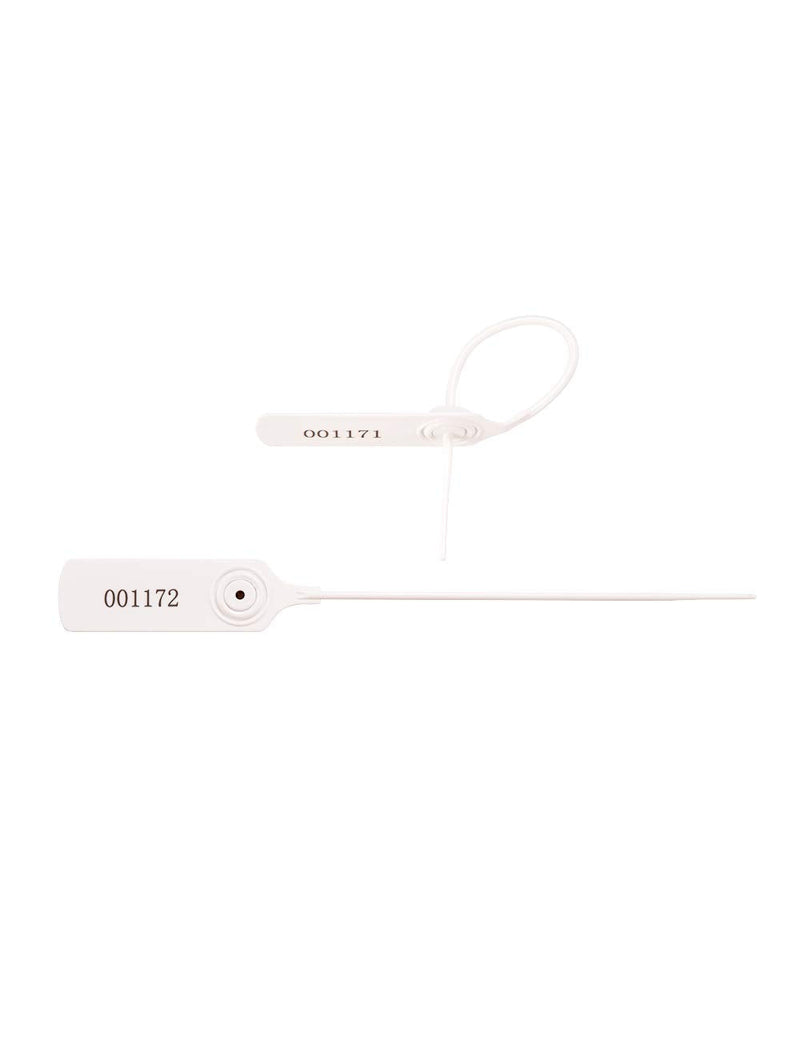[Australia - AusPower] - Pull-tite Security Seal Tamper Resistant Tags Plastic Padlock Sign Ties Numbered 100 Pieces / Bag (White, 100pcs) White 