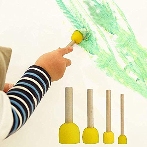 [Australia - AusPower] - 60pcs Assorted Round Paint Foam Sponge Brush Set Painting Tools, Brush Set - Great for Kids Arts and Crafts, Stencils, Painting 