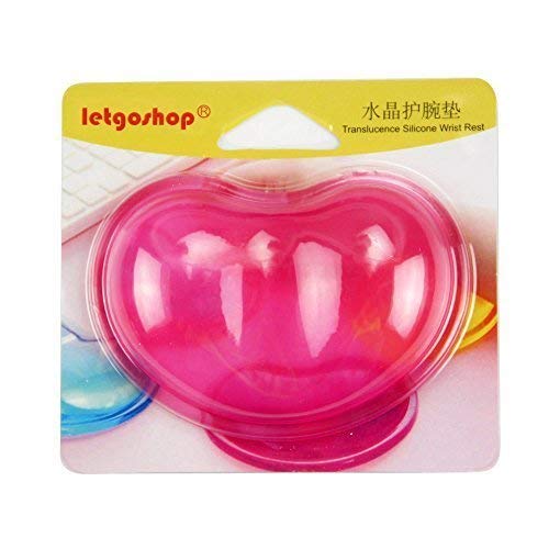 [Australia - AusPower] - LetGoShop Silicone Gel Wrist Rest Heart-Shaped Translucence Ergonomic Mouse Pad Cool Hand Pillow Effectively Wrist Fatigue(Pink) Pink 
