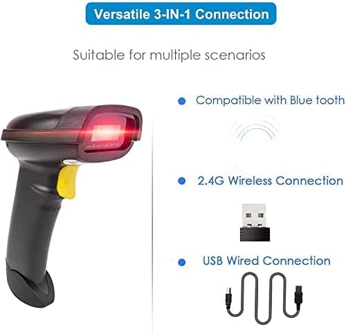 [Australia - AusPower] - NETUM 2D Barcode Scanner, Compatible with 2.4G Wireless & Bluetooth & USB Wired Connection, Connect Smart Phone, Tablet, PC, 1D Bar Code Reader Work for QR PDF417 Data Matrix NT-1228BL 