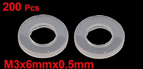 [Australia - AusPower] - uxcell Nylon Flat Washers M3 6mm OD 3mm ID 0.5mm Thickness Sealing Gasket for Faucet Pipe Water Hose, Clear, Pack of 200 6mmx3mmx0.5mm 
