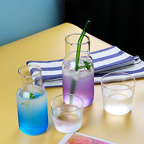 [Australia - AusPower] - Sizikato 15 Oz Gradient Blue Clear Glass Bedside Night Water Carafe with Tumbler Glass. 