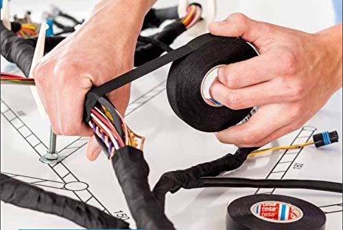 [Australia - AusPower] - 5 Rolls Wire Loom Harness Tape, Wiring Harness Cloth Tape, Wiring Loom Harness Adhesive Cloth Fabric Tap， Adhesive Fabric Tape for Automobile ，Wire harnessing Noise Damping Heat Proof(15 mm x 15 m) 