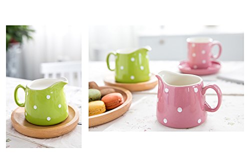 [Australia - AusPower] - CHOOLD Polka Dot Ceramic Creamer with Handle,Coffee Milk Creamer Pitcher /Serving Pitcher/Sauce Pitcher/ Milk Creamer Jug for Kitchen 8.5oz Green 