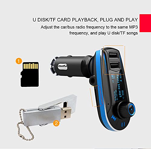 [Australia - AusPower] - Bluetooth FM Transmitter Car MP3 Player Hands-Free Car Kit Wireless Radio Audio Adapter with Dual USB 5V 2.1A USB Port, 