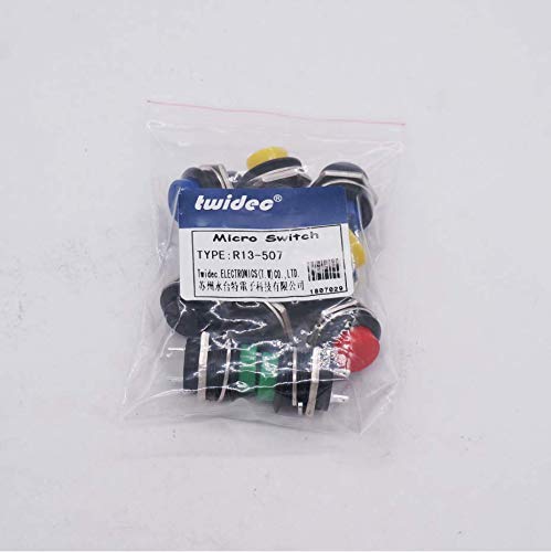 [Australia - AusPower] - Twidec/10Pcs SPST AC250V/3A AC125V/6A Mini Off(ON) NO Momentary Push Button Switch 5 Colour R13-507-5C Multicolored 10PCS 