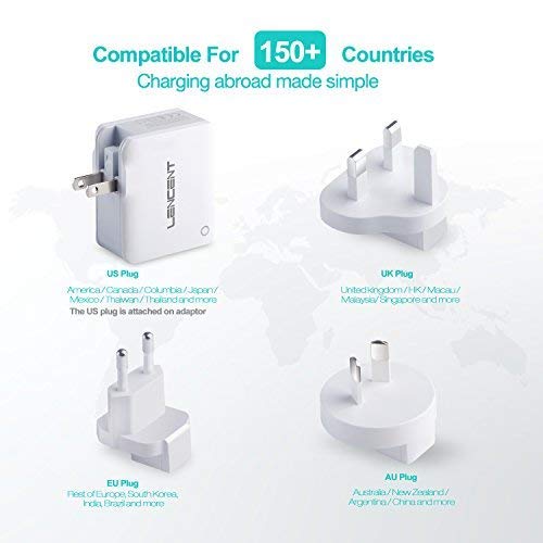 [Australia - AusPower] - Multiple USB Wall Charger, [22W/4.4A] LENCENT 4 Port USB Travel Power Adapter, All in One Worldwide Cell Phone Charger With UK US EU European Australia, International Block Cube Plug for iPhone & IPad 