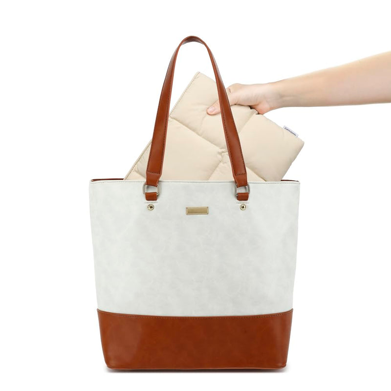 [Australia - AusPower] - Canvaslife Puffy Laptop Sleeve 13 Inch 13.5 Inch, Quilted Puffer Laptop Case for Women, Pillow Case Compatible for 12.9 inch,MacBook Pro Air 13", 13.5 inch and 12.5 inch-13.3 inch Laptop (Beige) 12.5 inch-13.5 inch Beige 