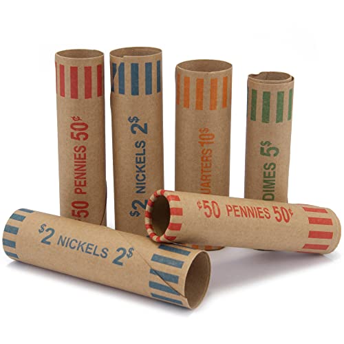 [Australia - AusPower] - L LIKED 128 Assorted Preformed Coin Wrappers Rolls - Quarters, Pennies, Nickels and Dimes (128 Assorted) 