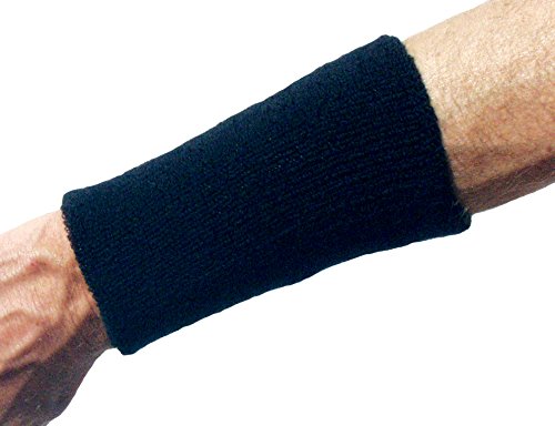 [Australia - AusPower] - Unique Sports 6-Inch Long Wrist Towel Wristbands (6 Pack) Black 