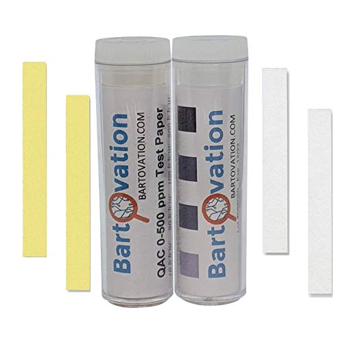[Australia - AusPower] - Restaurant Sanitizer Test Kit for Quaternary Ammonium (QAC, Multi Quat) 0-500 ppm & Chlorine 10-200 ppm Test Paper [2 Vials of 100 Paper Strips] 