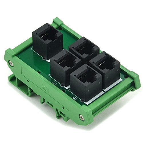 [Australia - AusPower] - Electronics-Salon RJ45 8P8C 5 Jacks Splitter DIN Rail Mounted Interface Module. 