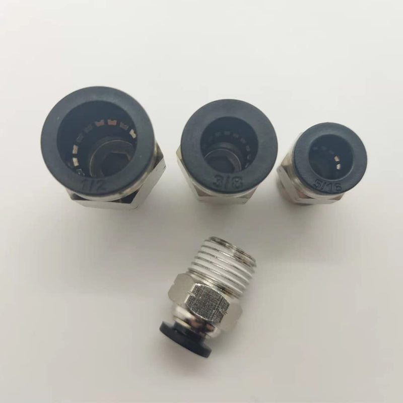 [Australia - AusPower] - 4Pcs Push to Connect Fittings 1/4 inch NPT Male Thread, Straight Pneumatic Air Fitting suit for 1/4、5/16、3/8、1/2 PU Tube 