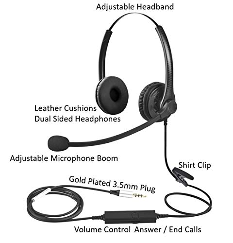 [Australia - AusPower] - 3.5mm Headset + 2.5mm + USB Adapter Headset Microphone for Business Skype Work from Home Call Center Office Video Conference Computer Laptop PC VOIP Softphone Telephone Noise Cancellation Headphone 