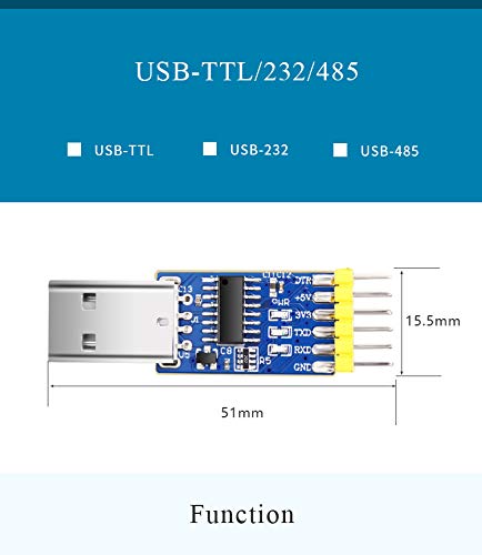 [Australia - AusPower] - WitMotion USB-UART Converter 3-in-1 Multifunctional(USB to TTL/ USB to RS232/ USB to RS485) 3.3-5V Serial Adapter, with CH340 chip Compatible with Windows 7,8,Linux,Arduino for Development Projects 