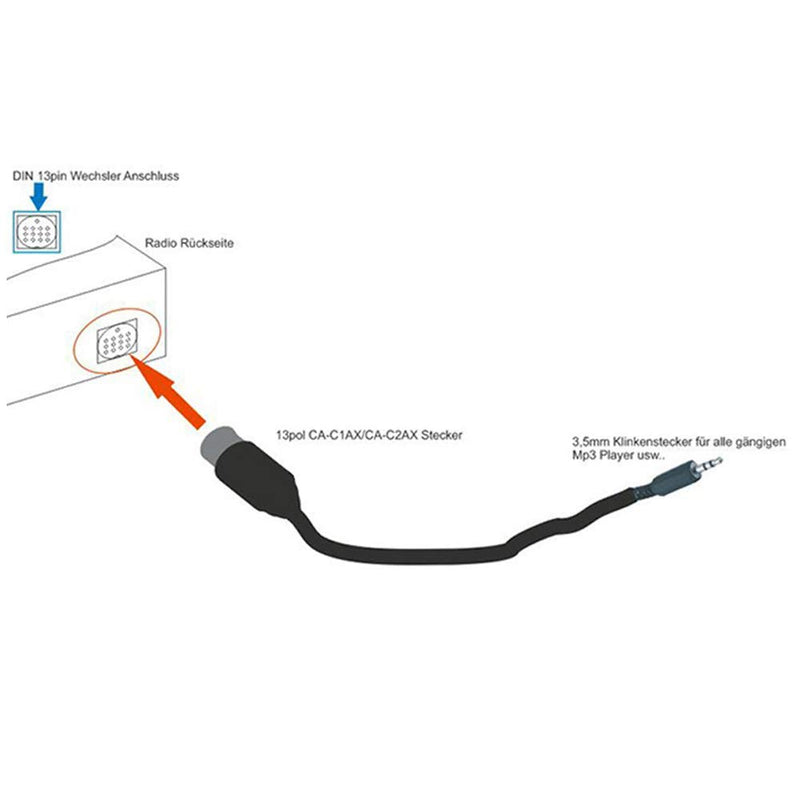 [Australia - AusPower] - Car Stereo Connector Radio CD Changer Port to 3.5mm Male Aux Cable Compatible with Kenwood Head Unit 13 Pin Interface 