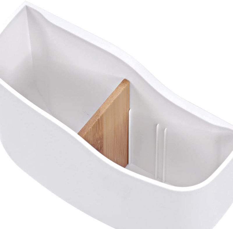 [Australia - AusPower] - LINFIDITE Adhesive Remote Control Holder Universal Controller Holder Wall Mount Storage Organizer Box No Drilling with Slot Home Office Desk Nightstand Stationery Supplies Phones Charging,White 1 PCS 