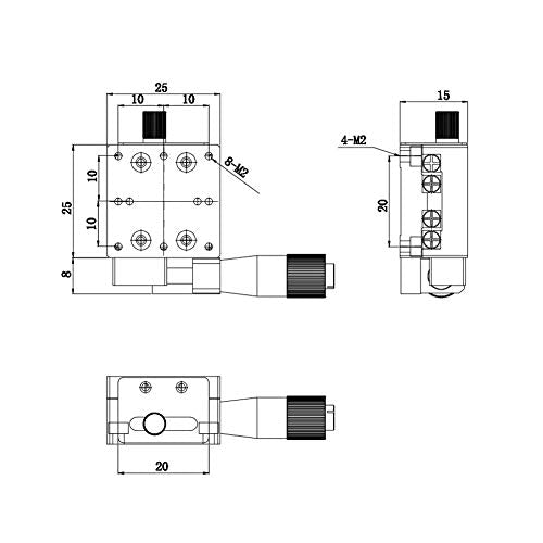 [Australia - AusPower] - X Linear Stage, Keenso SEMX25-AS Micrometer Manual Precision Linear Translation Stage Displacement Trimming Bearing Sliding Table Cross Roller Guide X Axis 25x25mm Platform 