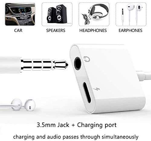 [Australia - AusPower] - [Apple MFi Certified] 2 Pack Headphone Adapter for iPhone,iPhone Adapter for Headphone Jack and Charger 2 in 1 Lightning to 3.5mm AUX Audio + Charger Splitter for iPhone 13/12/11/XS/XR/X 8 7/iPad 