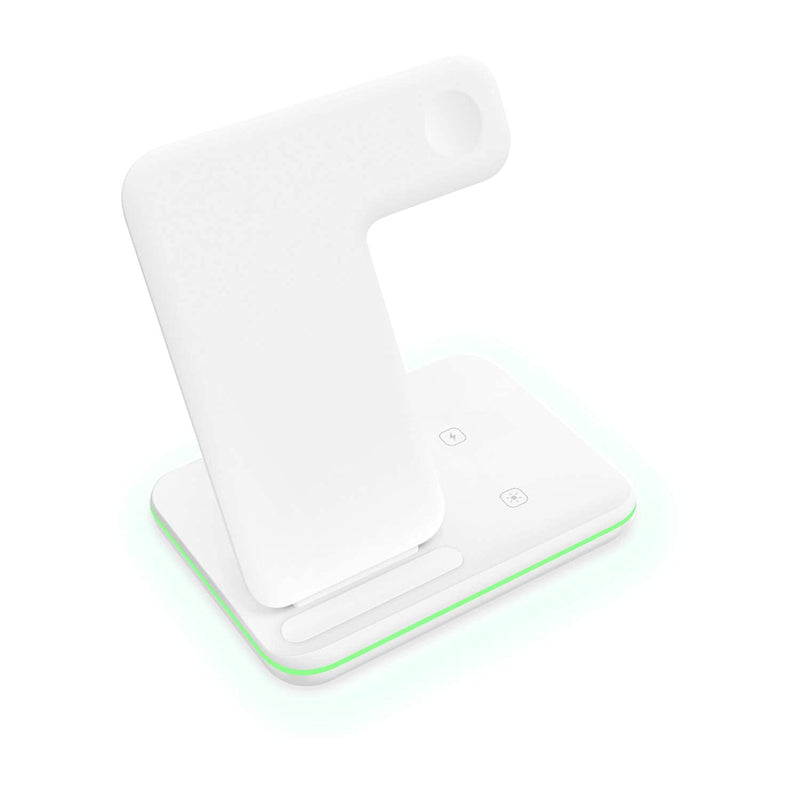 [Australia - AusPower] - Souka International 3 in 1 White Fast Wireless Charger Charging Station Dock for Apple, Android Phones Apple Watch SE 6 5 4 3 2, Airpods Pro, iPhone 12/11/11 Pro/X/Xr/Xs/8 Plus, Qi-Certified Phones 