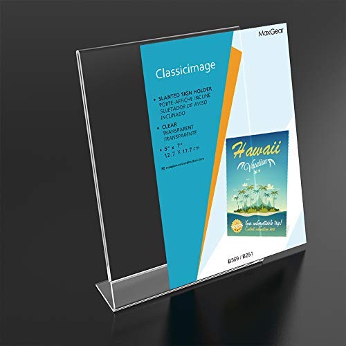 [Australia - AusPower] - MaxGear Acrylic Sign Holder 5x7 inches Double Sided Sign Holder Table Top Display Stand Clear Plastic Sign Frame Menu Display Stands Perfect for Office, Restaurants, Store, 