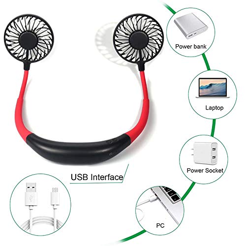 [Australia - AusPower] - Portable Neck Fan USB Chargable Headphone design Sports Dual Wind Head Mini Cooler Fan Hand Free 3 Speeds Adjustable With Gradient Colorful Lights For Traverl Ourdoor Office Room (Back） 