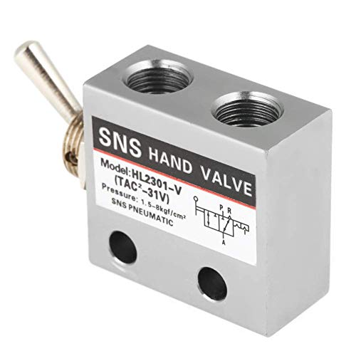[Australia - AusPower] - SNS Pneumatic 3 Position 2 Port Toggle Switch G1/8 Pneumatic Mechanical Valve HL2301 Pressure 1.5-8kgf/cm² 