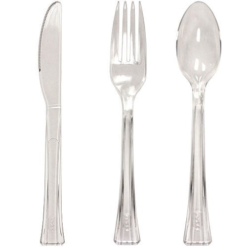 [Australia - AusPower] - Lillian Plastic Combo | Clear | Pack of 48 Party Cutlery 