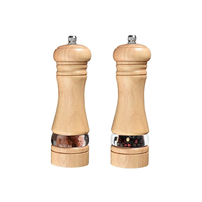 [Australia - AusPower] - 2-Piece Salt and Pepper Grinder Set, Wooden Salt and Pepper Mills with Adjustable Coarseness, Refillable Manual Pepper Mill Grinder for Home Cooks (6.5 inch) 6.5 inch 