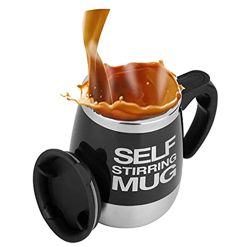 [Australia - AusPower] - Self Stirring Mug Auto Self Mixing Stainless Steel Cup for Coffee/Tea/Hot Chocolate/Milk Mug for Office/Kitchen/Travel/Home -450ml/15oz The best gift（black） Black(Magnetic) 