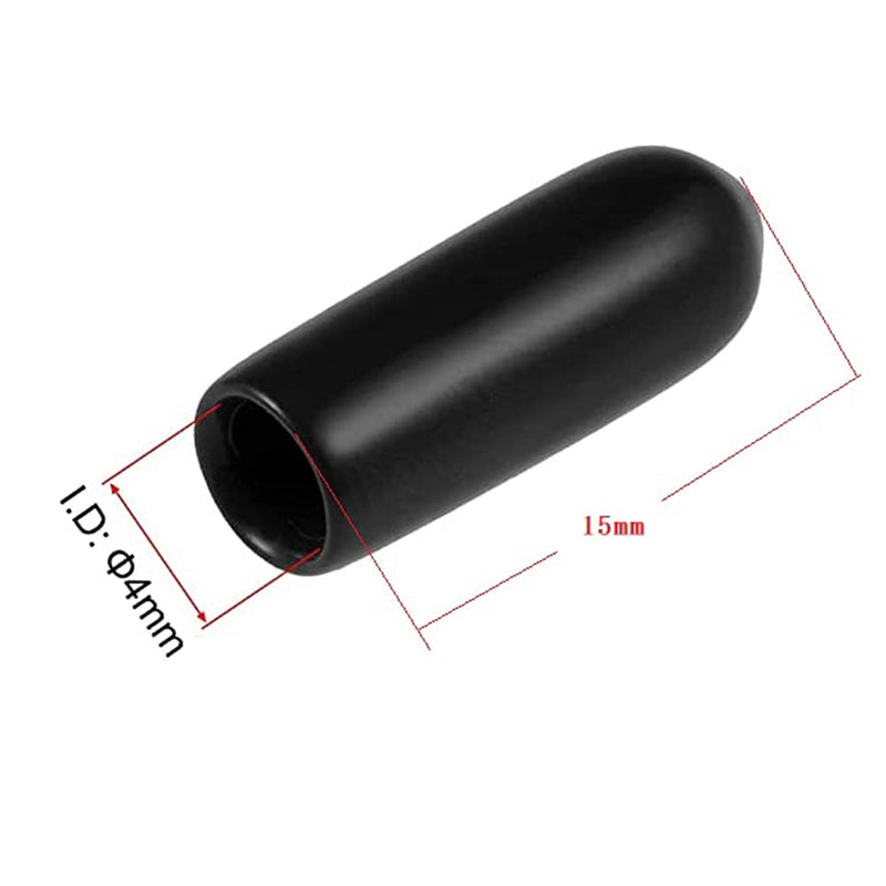 [Australia - AusPower] - caapmony 4mm Rubber End Caps 4mm ID PVC Round Tube Bolt Cap Cover Screw Thread Protectors Black, 100 Pcs 4mm 100 Pcs 