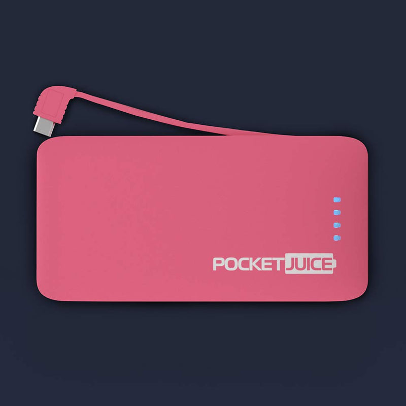 [Australia - AusPower] - Tzumi PocketJuice Endurance AC - Battery Pack Portable Charger - 4,000 mAh High-Speed USB Port with Built in MicroUSB Cable - Compatible with iPhone & Android (Pink) 
