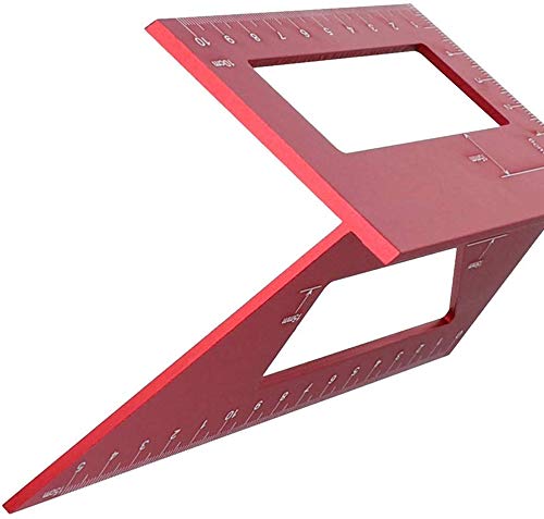 [Australia - AusPower] - Aluminum Alloy Saddle Layout Square Gauge with 2 Pencils,Multifunctional 45/90 Degree Angle T Ruler 3D Mitre Angle Woodworking Measuring Tools 