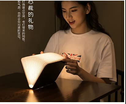 [Australia - AusPower] - Folding Book Lamp, Novelty Wooden Book Light, LED Reading Table Lamp, Portable Desk Lights Rechargeable Desk lamp Night Light, Creative Gift for Kids Family Girlfriend (Size7.9×6.3×1in) Transparent 