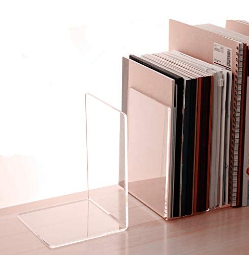 [Australia - AusPower] - CY craft 4 Pieces Bookends,Clear Acrylic Bookends for Shelves,Heavy Duty Book Ends and Desktop Organizer,Book Stopper for Books/Movies/CDs,7.3x4.8x4.8 inch 