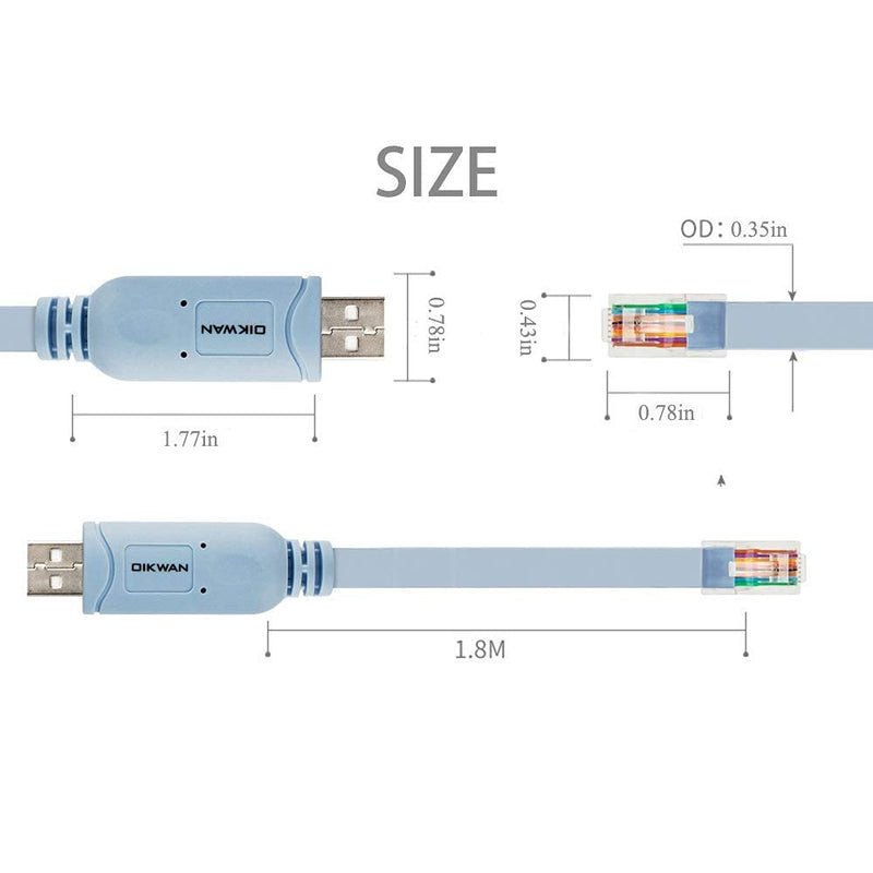 [Australia - AusPower] - OIKWAN Console Cable,USB Console Cable, USB to RJ45 Console Cable with FTDI chip Compatible with Cisco, Huawei,HP,Arista,Opengear,Aruba，Juniper Routers/Switches for Laptops in Windows, Mac, Linux 6ft 
