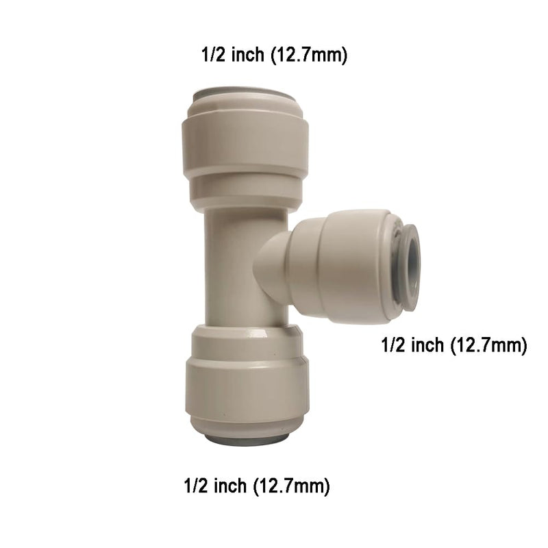 [Australia - AusPower] - Malida 1/2 inch O.D. Tube Tee Union Quick Connector, Push in to Connect RO Water Filter Tube Fitting,5pcs. 