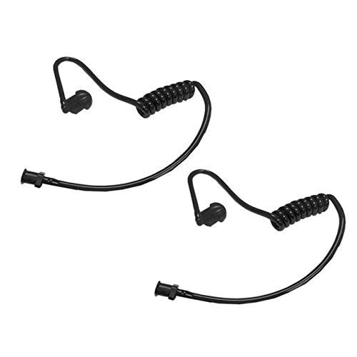 [Australia - AusPower] - MaximalPower Replacement Clear Coil Tube Earbud Headset & 2-Pack Black Twist-On Acoustic Tube for Two Way Radios 