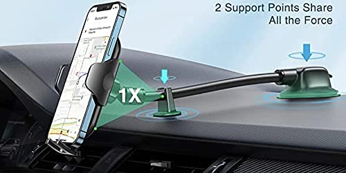 [Australia - AusPower] - Long Neck Anti Shake Cradle Car Phone Mount Holder for Windshield and Dashboard Smartphone Stand with Strong Suction Cup Compatible with Any Smartphone 