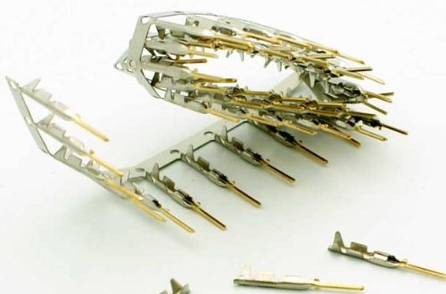 [Australia - AusPower] - Connectors Pro 5 Sets Crimp Type DB9 Male + Plastic Hoods + Pins Set, D-Sub 9P Male Crimp Connector, Pin & Hood Kit (5 DB9 Male + 5 Hoods + 50 Pins) 